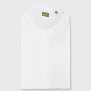 Sid Mashburn Spread Collar Sport Shirt in White Poplin