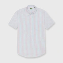 Load image into Gallery viewer, Sid Mashburn Short Sleeved Button Down Popover Sport Shirt in Sky/Coral Stripe
