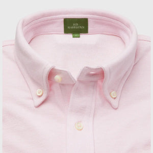 Sid Mashburn Short Sleeved Knit Button-Down Popover in Pink Oxford