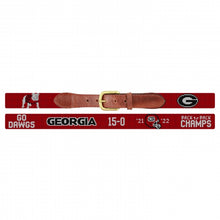 Load image into Gallery viewer, Smathers &amp; Branson Georgia 2022 Back to Back National Championship Needlepoint Belt in Red
