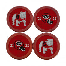 Load image into Gallery viewer, Smathers &amp; Branson Georgia 2022 Back to Back National Championship Needlepoint Coaster Set
