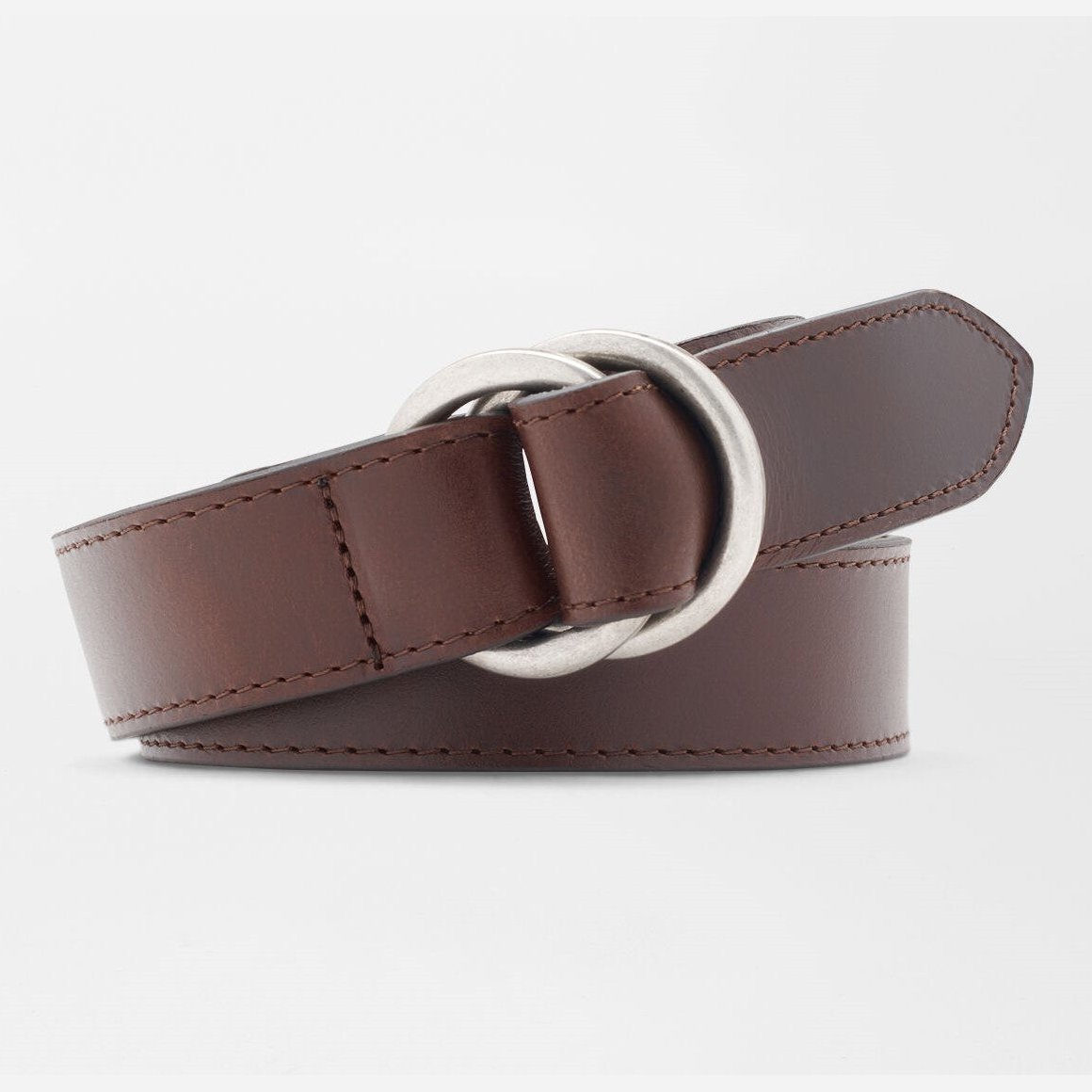Peter Millar Vintage Leather O-Ring Belt in Chocolate