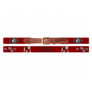Smathers & Branson Georgia 2021 National Championship Needlepoint Belt in Red