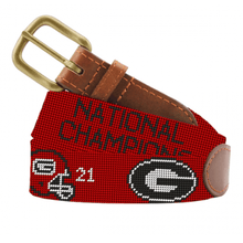 Load image into Gallery viewer, Smathers &amp; Branson Georgia 2021 National Championship Needlepoint Belt in Red
