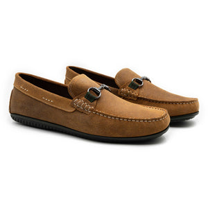 Martin Dingman Bermuda Suede Horse Bit Leather Loafer in Khaki