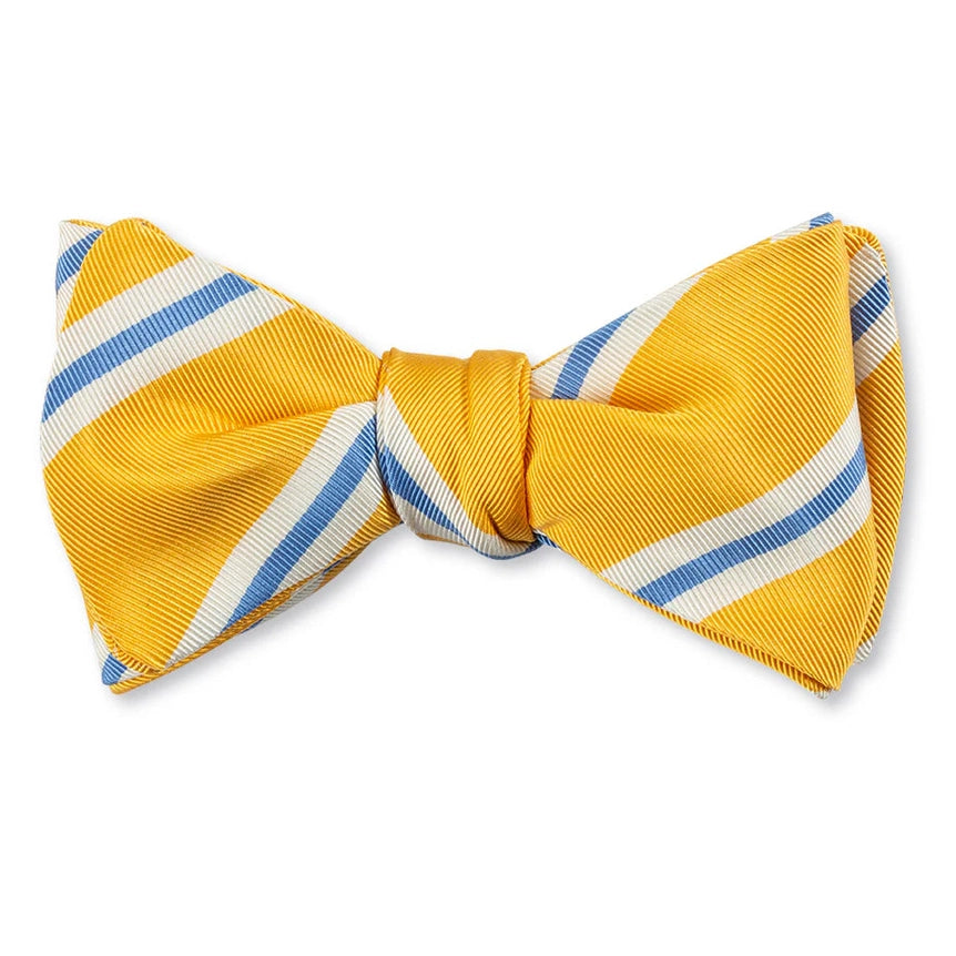 R. Hanauer Banks Stripes Bow Tie in Yellow/Cobalt