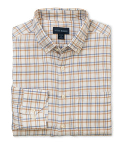 Scott Barber Coastal Linen Plaid Sport Shirt in Natural
