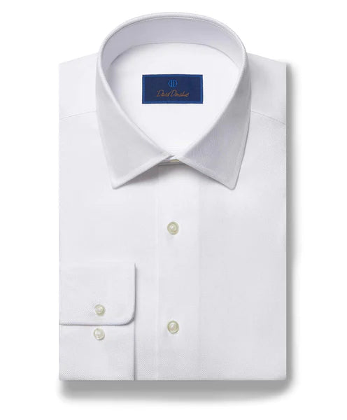 David Donahue Royal Oxford Dress Shirt in White