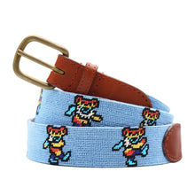 Load image into Gallery viewer, Smathers &amp; Branson Dancing Bears Tie Dye Needlepoint Belt in Light Blue
