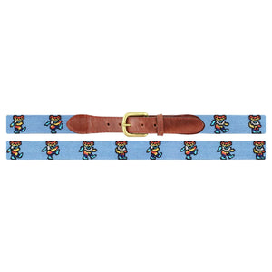 Smathers & Branson Dancing Bears Tie Dye Needlepoint Belt in Light Blue