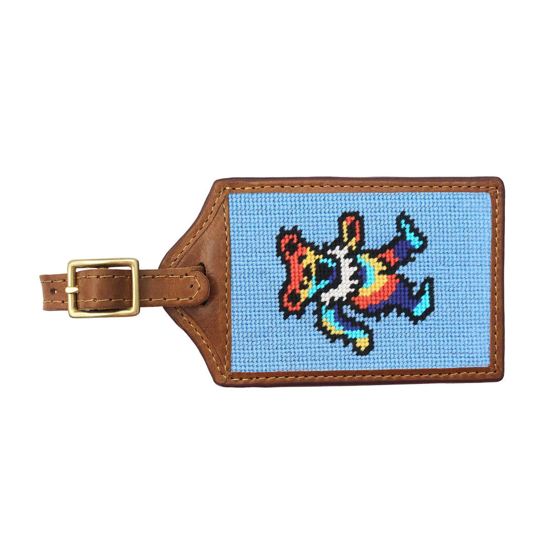 Smathers & Branson Dancing Bear Tie Dye Luggage Tag in Light Blue
