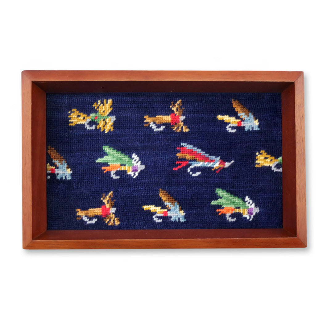 Smathers & Branson Fishing Flies Needlepoint Valet Tray