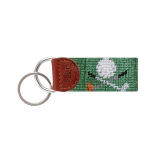 Smathers & Branson Golf Clubs Needlepoint Key Fob in Sage