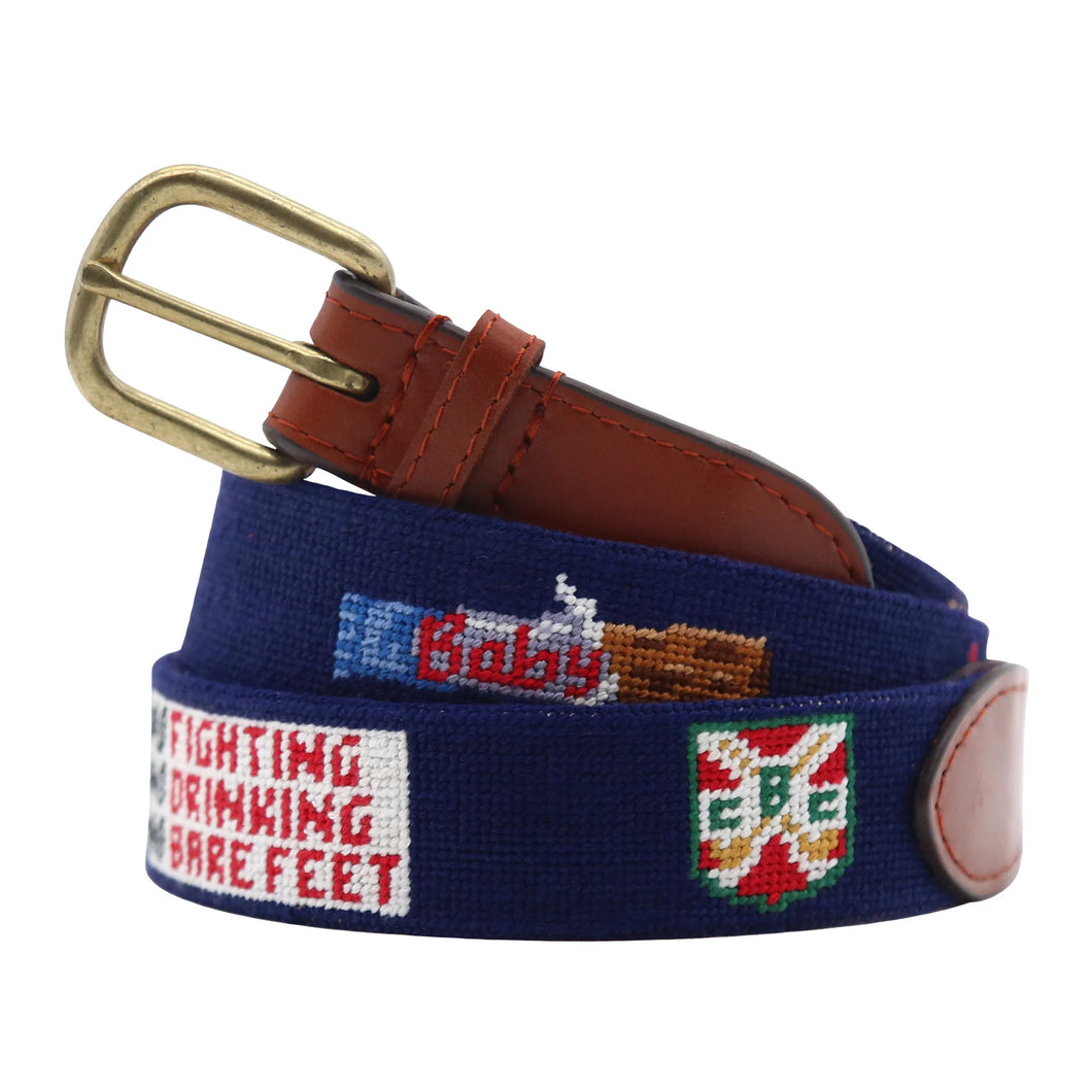 Smathers & Branson Gopher Golf Life Needlepoint Belt in Dark Navy