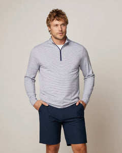 Johnnie-O Hybrid Performance Quarter-Zip Hoodie in Heather Twilight