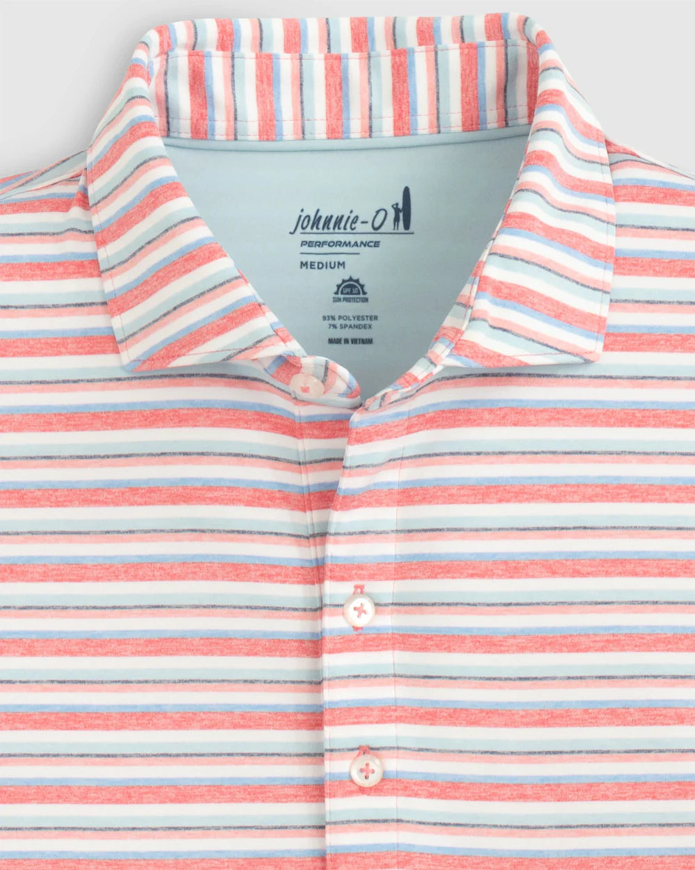 Johnnie-O Harty Striped Jersey Performance Polo in Sunkissed