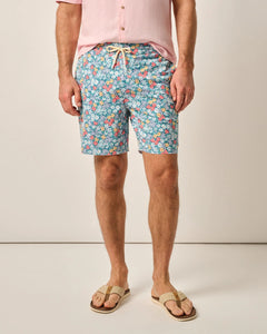 Johnnie-O 7" Elastic Surf Shorts in Lake Secret Garden