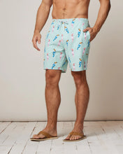 Load image into Gallery viewer, Johnnie-O Birds of Paradise Half-Elastic 7&quot; Surf Short in Seafoam
