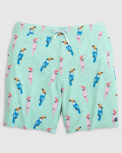 Load image into Gallery viewer, Johnnie-O Birds of Paradise Half-Elastic 7&quot; Surf Short in Seafoam
