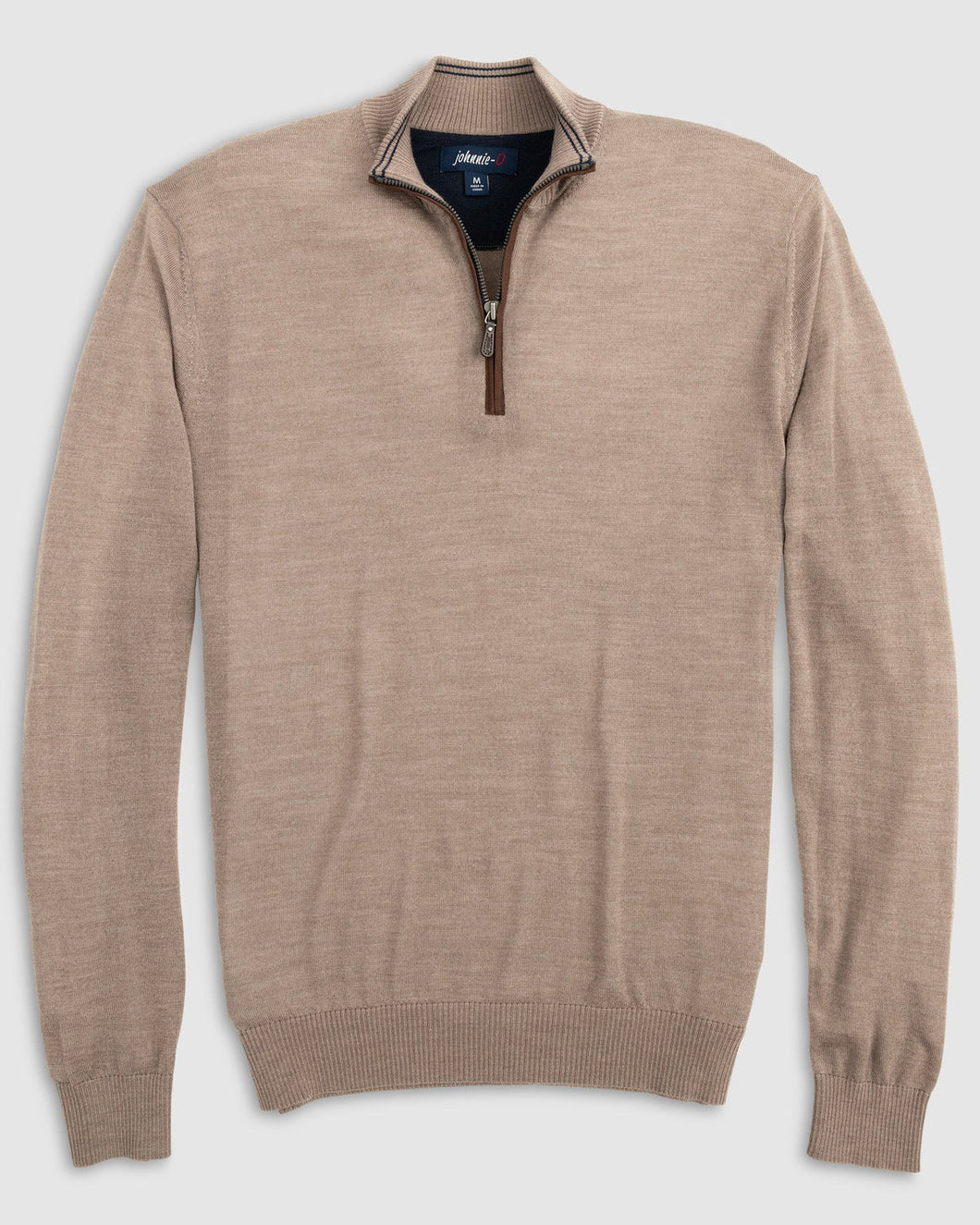 Johnnie-O Baron Wool Quarter-Zip Pullover in Oatmeal