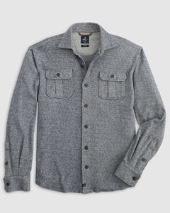 Johnnie-O Carl Stretch Flannel Lodge Shirt in Light Gray