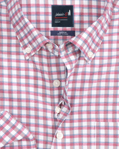 Johnnie-O Mead Prep Performance Button Up in Crimson