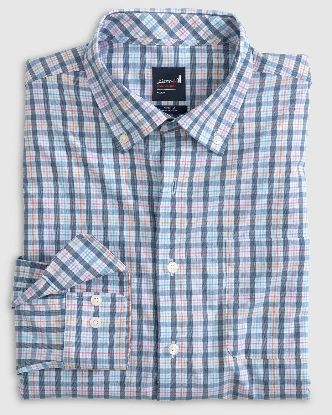 Johnnie-O Dells Performance Button-Up Shirt in Navy