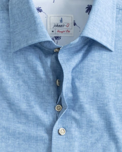 Johnnie-O Avin Jersey Knit Button Up Shirt in Malibu