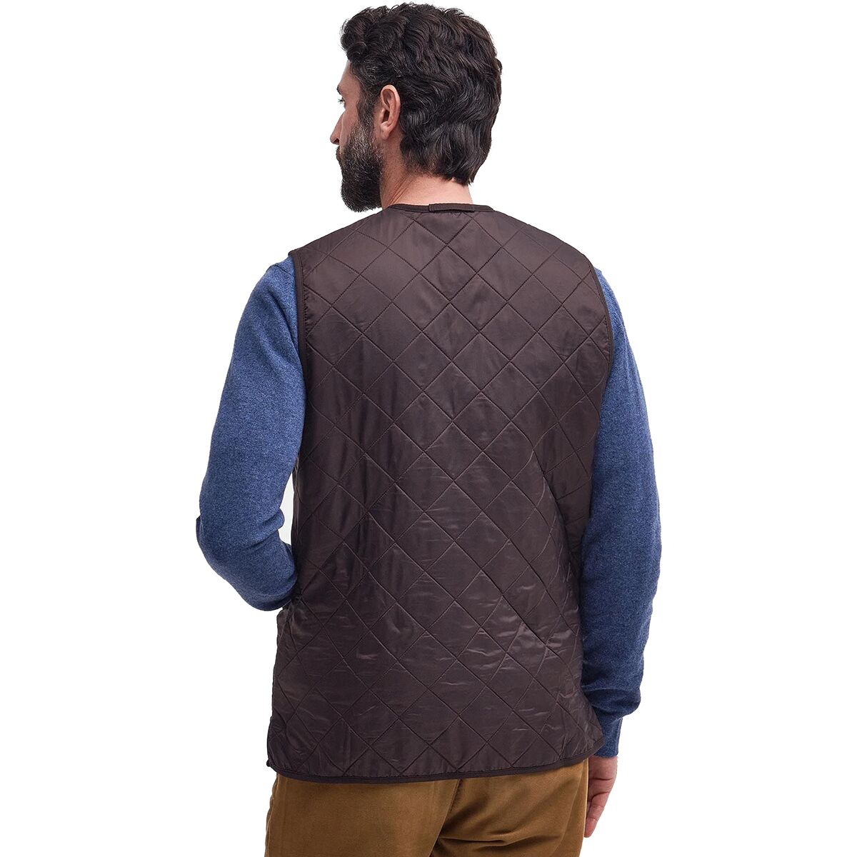Barbour Men's Polarquilt Waistcoat/Zip-In Liner in Dark Brown