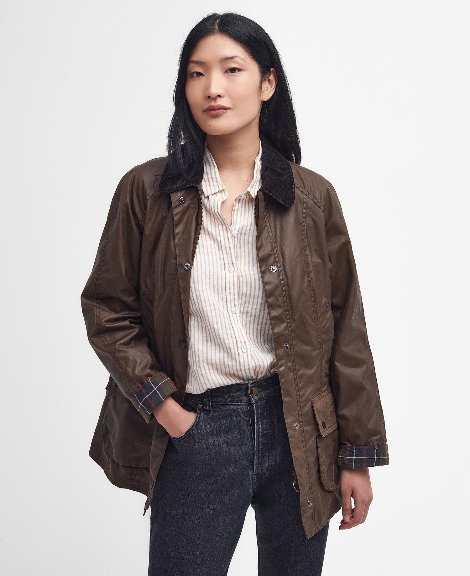 Barbour Women's Beadnell Wax Jacket in Bark – Boardroom Clothing