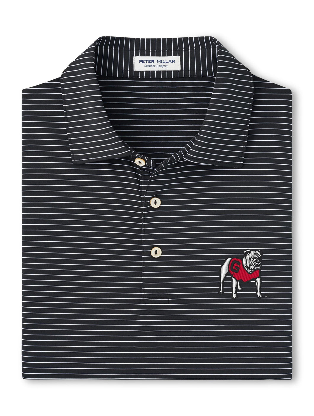 Peter Millar Hemlock Georgia Standing Bulldog Performance Jersey Polo in Black