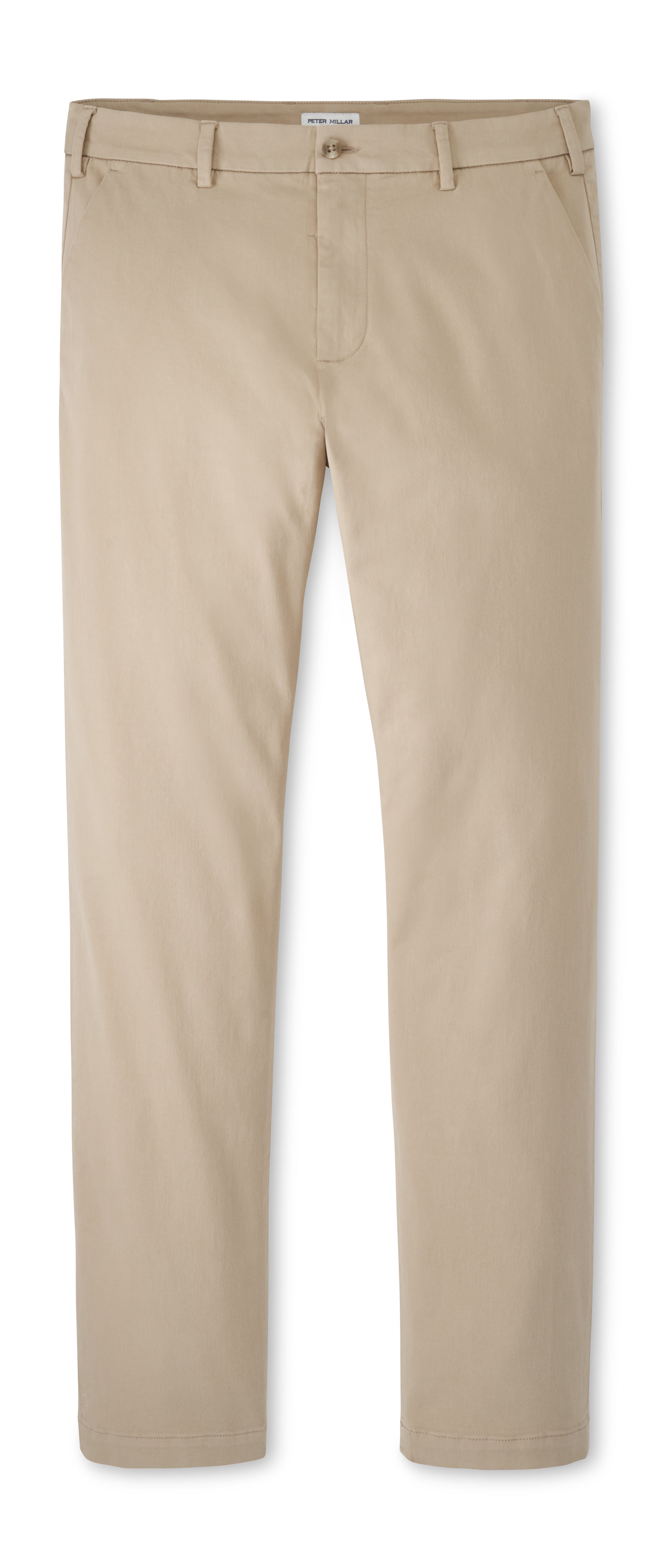 Peter Millar Signature Sateen Flat Front Trouser in Khaki