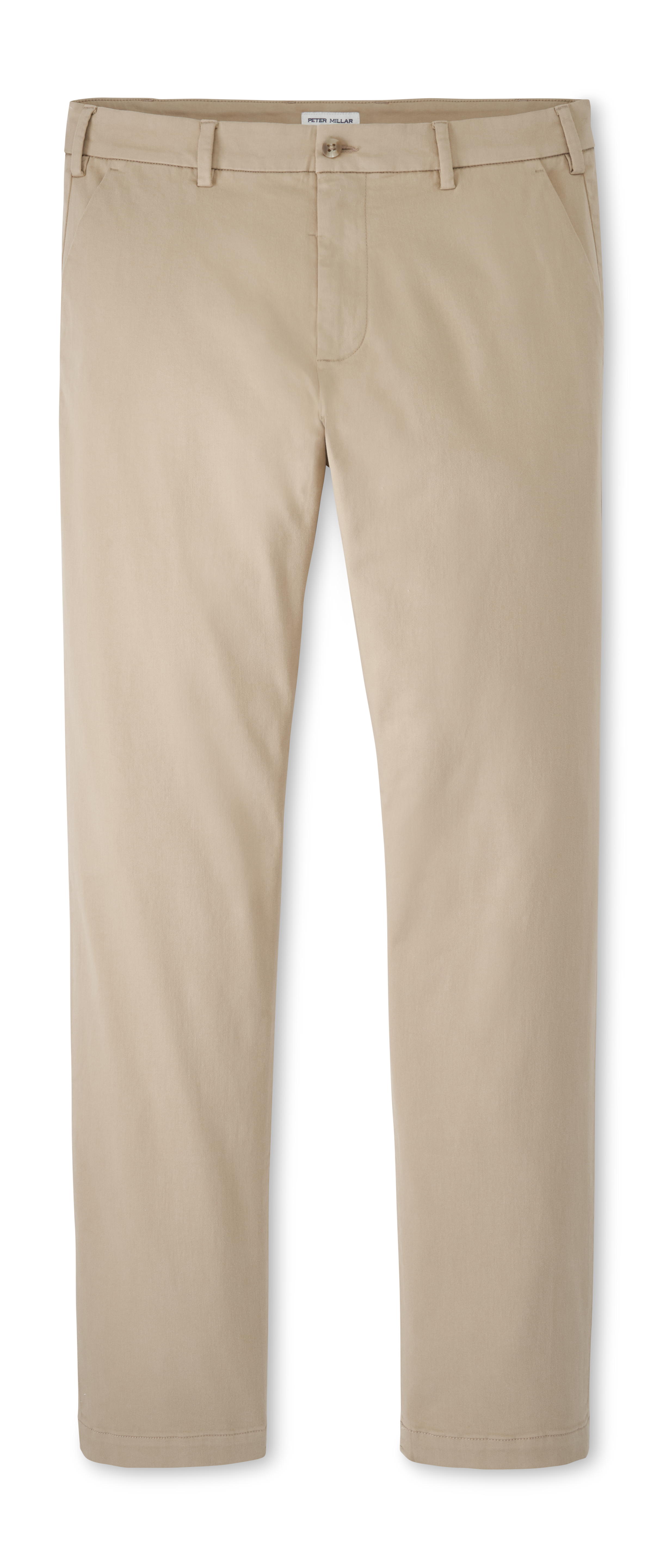 Peter Millar Signature Sateen Flat Front Trouser in Khaki