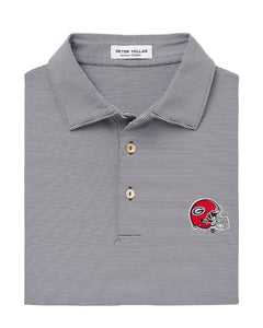 Peter Millar Georgia Helmet Jubilee Stripe Performance Polo in Iron