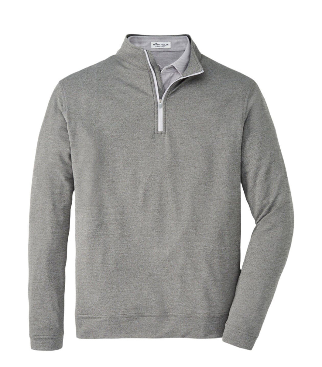 Peter Millar Perth Melange Performance Quarter-Zip in Smoke