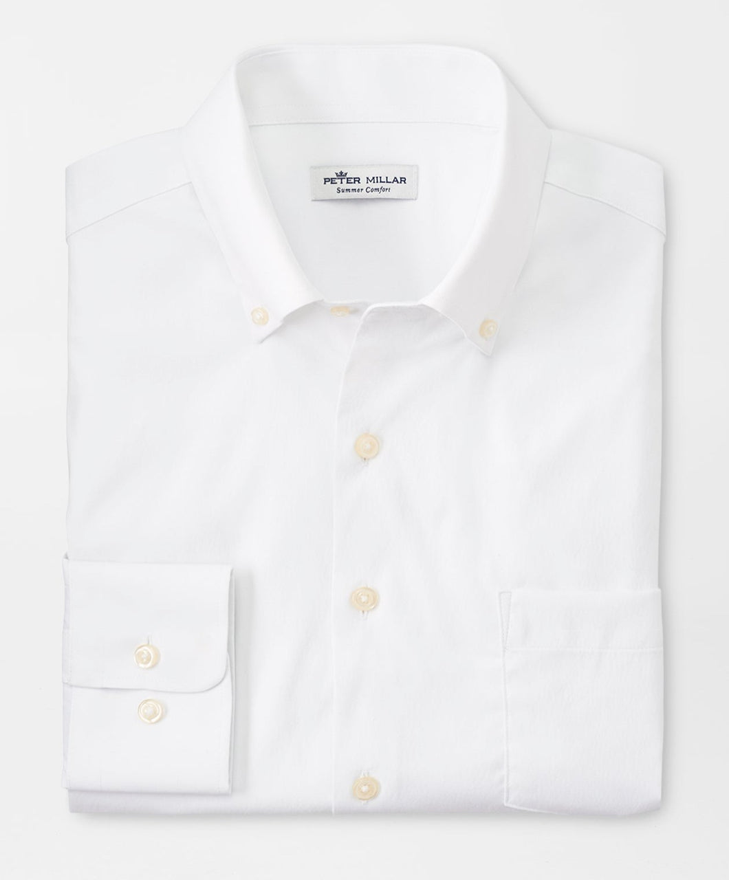 Peter Millar Collins Performance Oxford Sport Shirt in White