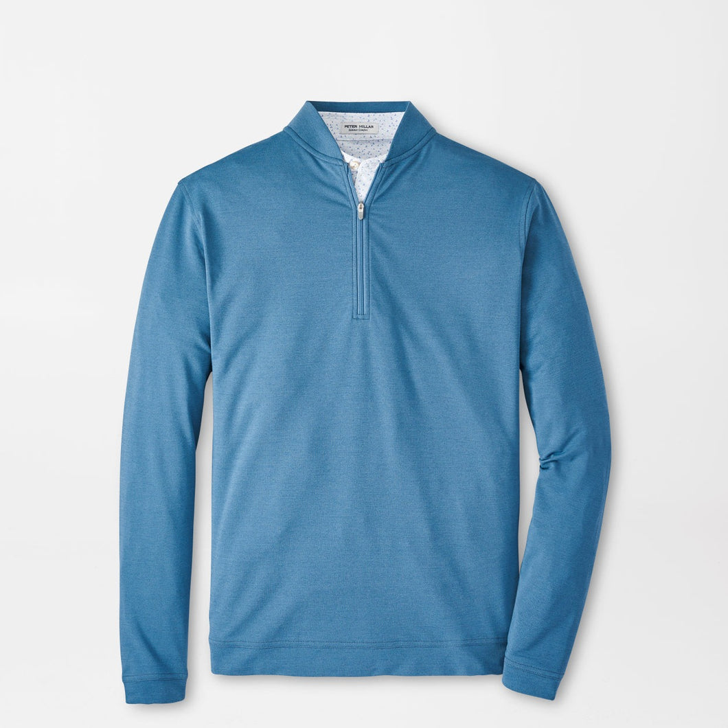 Peter Millar Ross Performance Baseball Collar Quarter-Zip in Rainfall