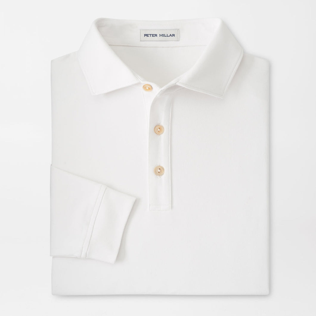 Peter Millar Lyons Performance Jersey Long-Sleeve Polo in White