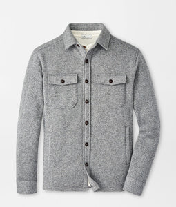 Peter Millar Crown Sweater Fleece Shirt Jacket in Gale Grey