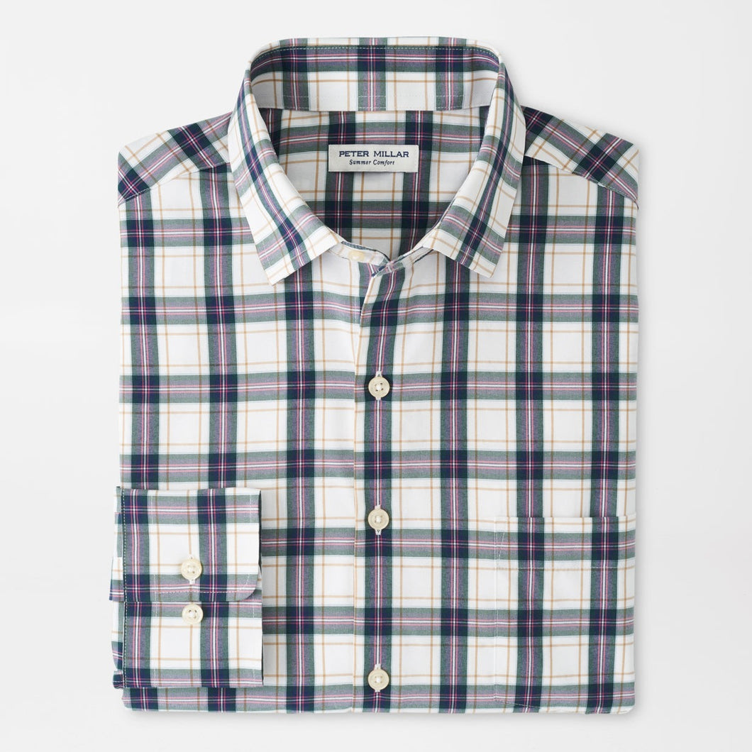 Peter Millar Randall Performance Poplin Sport Shirt in White