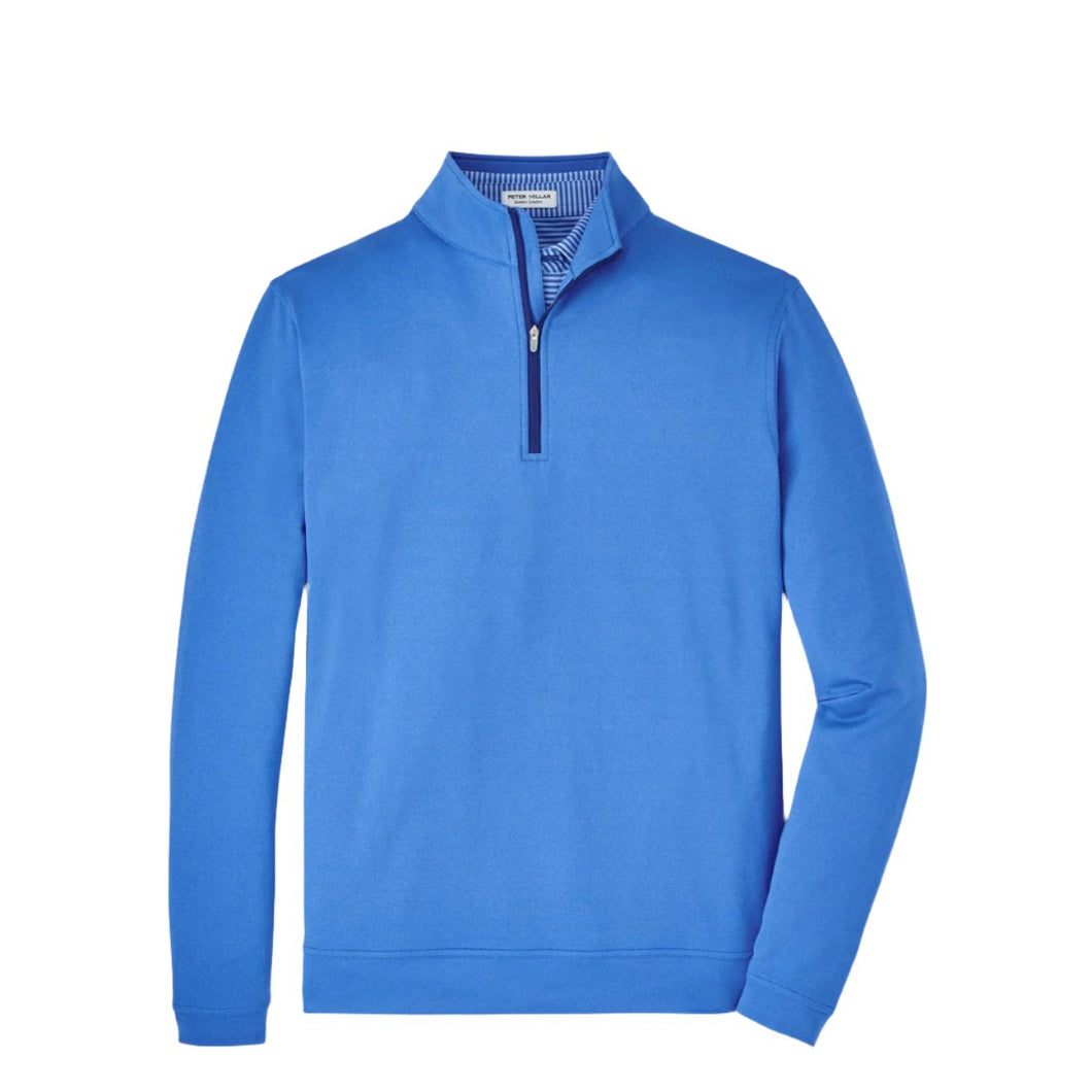 Peter Millar Perth Melange Performance Quarter-Zip in Mako Blue