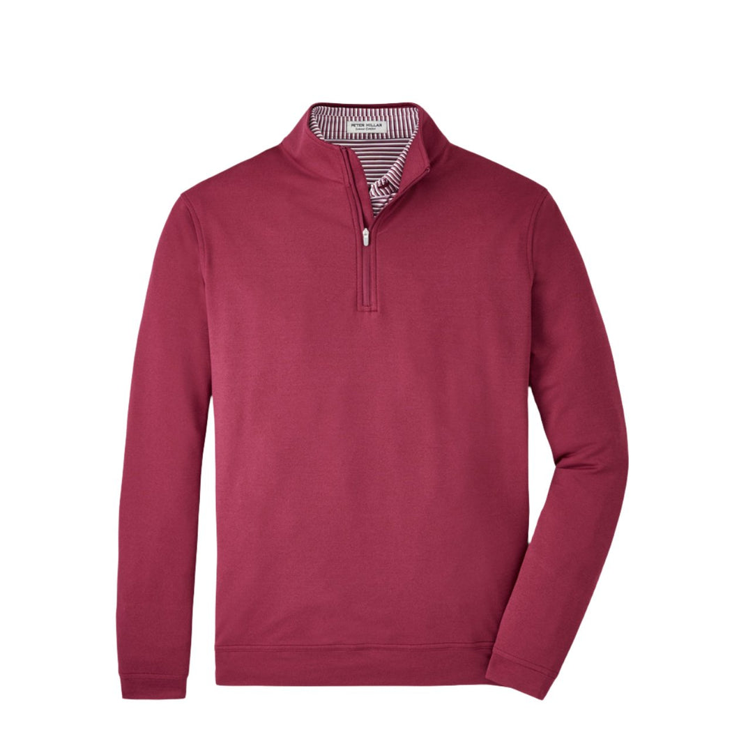 Peter Millar Perth Melange Performance Quarter-Zip in Pomegranate