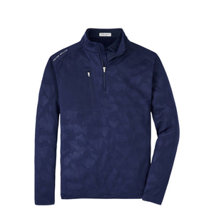 Peter Millar Verge Windowpane Camo Performance Quarter-Zip in Navy