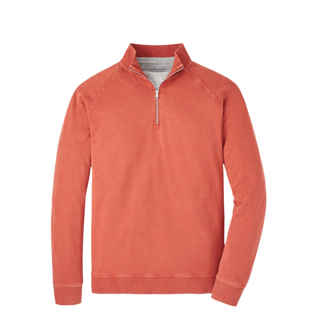 Peter Millar Lava Wash Quarter-Zip in Burnt Orange