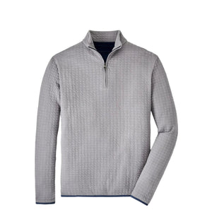 Peter Millar Quad Quilted Quarter-Zip in Gale Grey