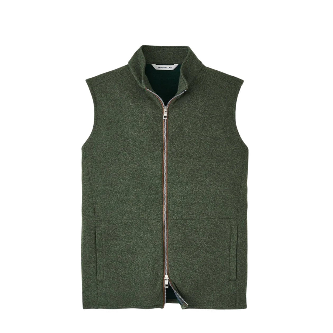 Peter Millar Crown Sweater Fleece Vest in Dark Olive