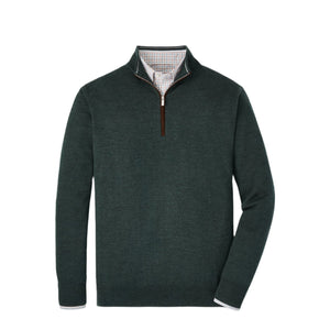 Peter Millar Autumn Crest Suede Trim Quarter-Zip Sweater in Lacinato