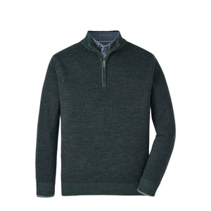 Peter Millar Breaker Birdseye Quarter-Zip in Balsam