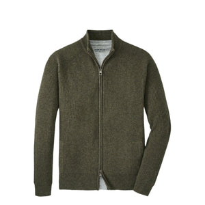 Peter Millar Crescent Full Zip Sweater in Military