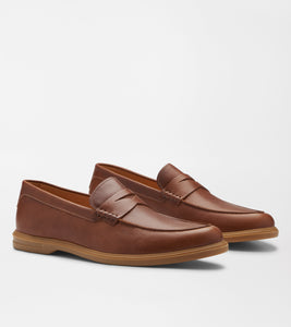 Peter Millar Excursionist Pebble Grain Penny Loafer in Cognac